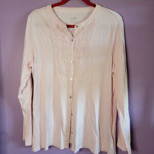 J Jill Pink Long Sleeve Sleeve Size Large buttom down